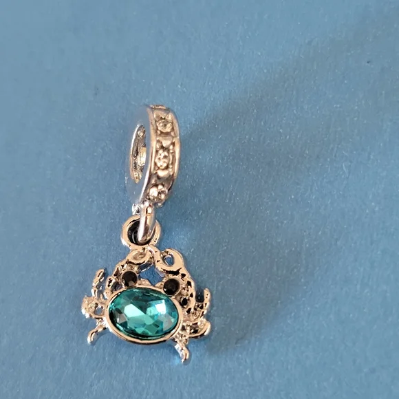 New! For Pandora Charm Bracelet Aqua Blue and Silver Color Crab Dangle Charm - Picture 6 of 8